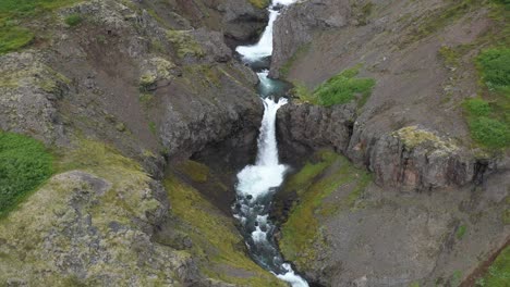 Waterfalls-in-Iceland-that-are-stacked-up-with-drone-video-pulling-away