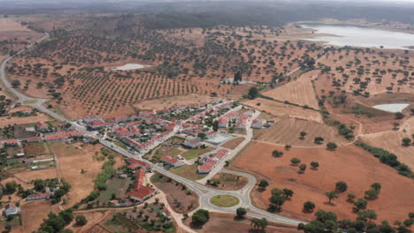 aerial-views-of-Santa-Susana-village,-Alentejo,-Portugal-8