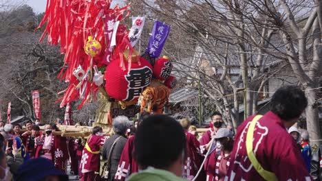 Shiga-Prefecture-Year-of-the-Tiger-Celebrations,-Float-being-paraded