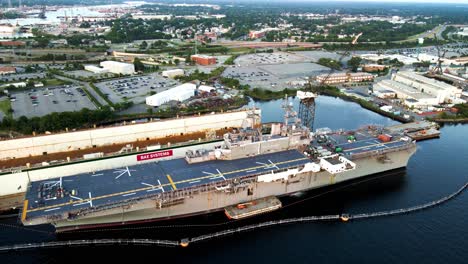 Aerial-View-Of-Aircraft-Carrier-At-BAE-Systems-Norfolk-Ship-Repair