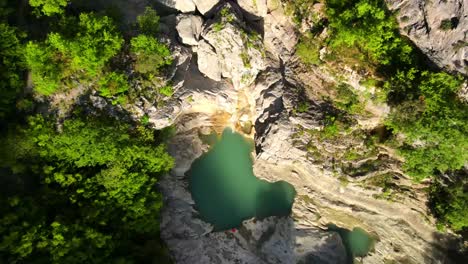 aerial-drone-headshot-of-Albanian-canyon-"Syri-i-ciklopit