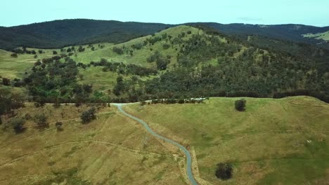 Aerial-view-of-the-Tallangatta-lookout,-in-north-east-Victoria,-Australia-November-2021
