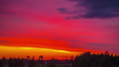 Timelapse-shot-of-cloud-movement-over-colorful-sky-during-sunset