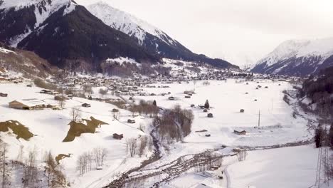 Drone-shot-of-a-village-in-the-winter