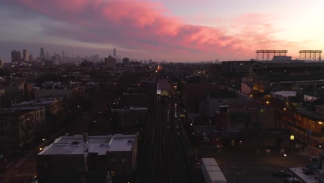 4k-Chicago-Transit-Authority's-Holiday-Train-passes-Wrigley-Field