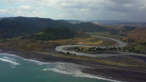 Costa-Oeste-Nueva-Zelanda-Isla-Norte-Vista-Aérea-Drone-4k-Arbusto-Nativo