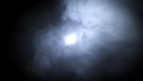 Backlit-scene-with-white-smoky-haze,-isolated-black-background