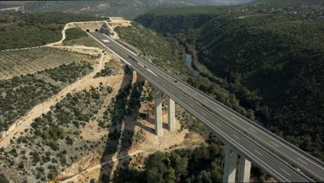 Aerial-footage-of-a-highway-bridge-in-Bosnia-and-Herzegovina