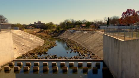 Flood-protection-run-off-area-in-Texas-San-Antonio-with-camera-slowly-zooming-in