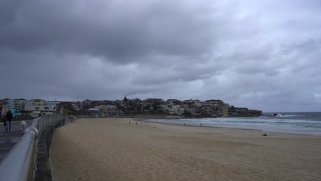 Empty-Sydney-Bondi-Surfing-Beach,-Zombie-Apocalypse-in-New-South-Wales,-Australia