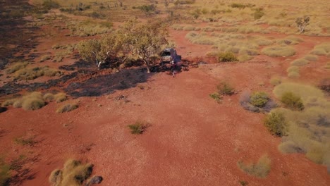 Aerial-Drone-forward-descending-Australian-Desert-after-bushfire