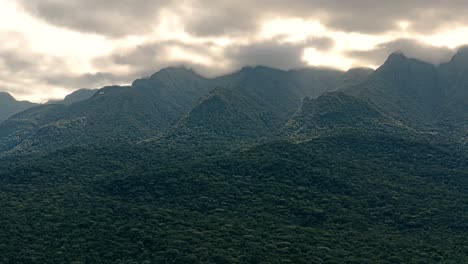 Drone-aerial-view-of-storm-approaching-on-mountains-in-a-amazon-tropical-forest-in-Brazil
