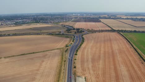 Aerial-view-of-M11-J11-Trumpington-junction-in-the-UK