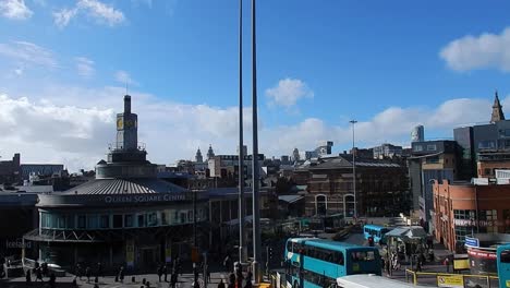 View-above-Liverpool-Paradise-street-bus-terminal-to-city-skyline-on-sunny-day