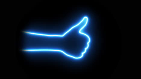 Neonlight-bluecolored-Hand-gestures-and-signs-a-thumb-up
