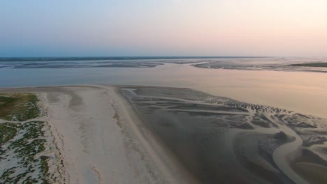 Aerial-sunset-over-the-national-park-Unesco-Langeoog-Germany