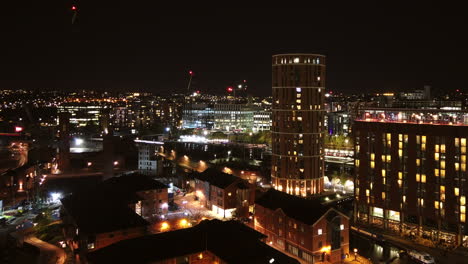 Time-Lapse-of-Granary-Wharf,-Leeds-at-Night-Time-with-Narrow-Crop
