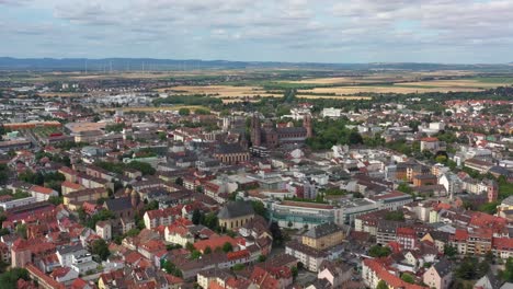 Drone-footage-from-a-beutiful-old-Dom-in-the-center-of-the-city-Worms,-Germany-Recorded-with-a-DJI-mavic-2-pro-4K-30-fps