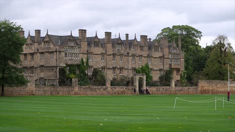 View-of-Merton-College-seen-across-Merton-field,-Oxford,-Oxfordshire