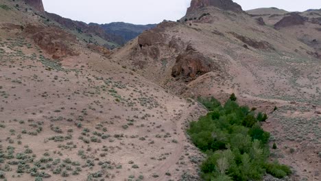 Drone-flying-over-creek-in-the-arid-high-desert