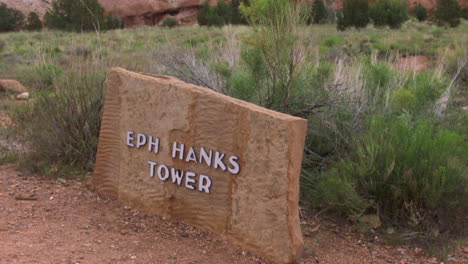 Eph-Hanks-Tower-sign-at-the-Capitol-Gorge-in-the-Capitol-Reef-National-Park