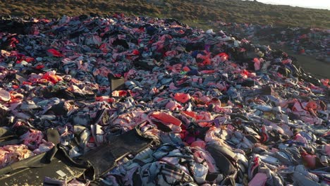 Thousands-of-refugee-lifejackets-on-Lesvos-AERIAL