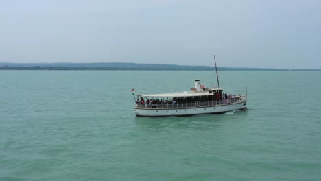 Drone-footage-from-a-ship-at-lake-Balaton,-Hungary-Recorded-with-a-DJI-Mavic-2-pro-UHD-4K-30-fps