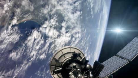 Satélite-De-Comunicaciones-En-La-órbita-Del-Planeta-Tierra