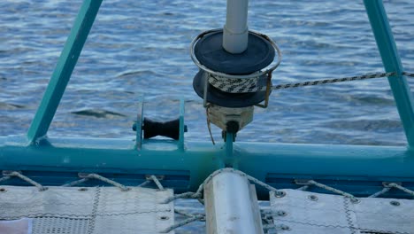 A-close-shot-of-furler-on-catamaran,s-bow