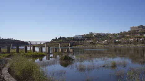 Abrantes-city-view-with-river-guadiana,-in-Portugal