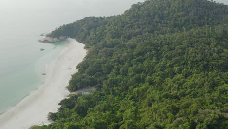 Vista-Aérea-Hermosa-Selva-Paraíso-Playa,-Isla-De-Campeche,-Florianópolis,-Santa-Catarina,-Brasil