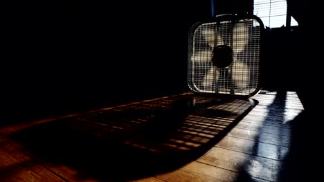 Air-circulator-fan-against-bright-sunlight
