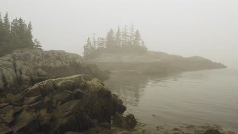 Nebel-Bedeckte-Küstenbucht-Western-Head-Preserve,-Maine-Antenne