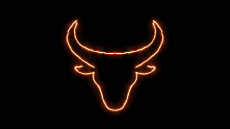 Burning-bull-head-and-bull-face-in-neon-light