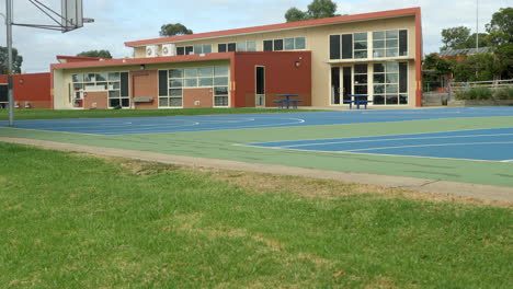 Empty-School-Building-And-Basketball-Court-During-Coronavirus-Pandemic