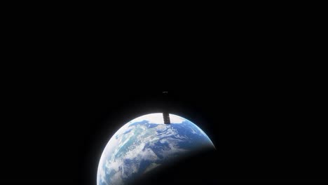 Tilting-shot-of-SpaceX-Starlink-moving-true-outer-space-to-the-dark-side-of-Earth-out-of-observation-view