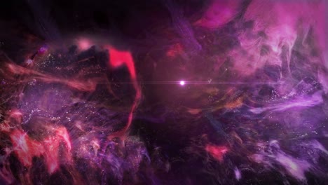 Wunderschöne,-Farbenfrohe,-Violette-Nebelwolken-Mit-Einem-Aufflammenden-Stern-–-3D-Animation-Mit-Visuellen-Effekten