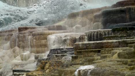 Mammoth-Hot-Springs-Yellowstone-National-Park-slow-pan-up-to-reveal-the-spectacular-limestone-terraces