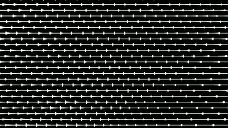 Computerized-animation-of-white-lines-on-black-background-rotating-on-its-axis-in-the-form-of-net