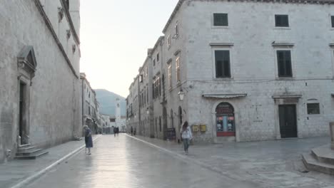 Empty-Stradun-or-Placa-the-main-street-of-Dubrovnik,-Croatia-due-to-covid19-pandemic-in-summer-2020