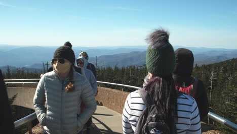 People-walking-at-Clingman's-Dome-in-The-Great-Smoky-Mountains-National-Park-during-COVID-Pandemic