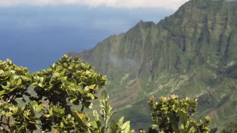 slow-motion-pan-over-sunny-Na-Pali-Coastline-in-Hawaii