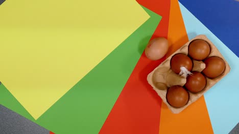Huevos-De-Gallina-En-Bandeja-Sobre-Fondos-De-Color