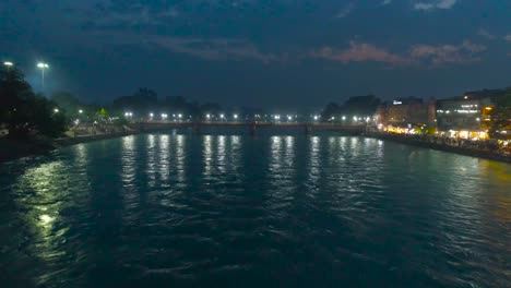 Wunderschöne-Nachtansicht-Von-Haridwar,-Uttarakhand,-Indien