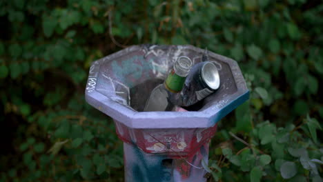 Littering-trash-bottles-and-graffiti-in-park