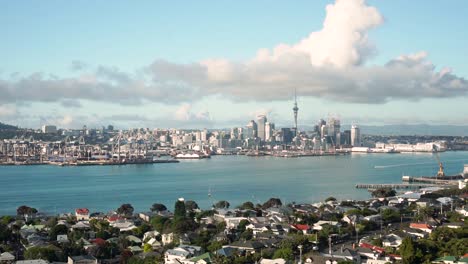 Panorama-view-of-Auckland-skyline,-New-Zealand