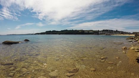 Time-lapse-of-Porthcressa-Beach-St-Mary's-island,-Isles-of-Scilly,-UK