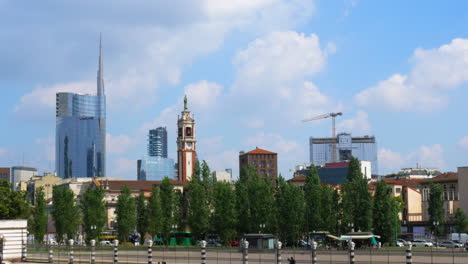 Milan---highest-tower-in-Italy-seen-from-the-Cimiterio-Monumentale