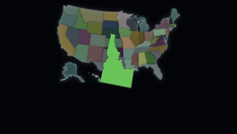 Idaho-Está-Resaltado---Estados-Unidos---Mapa-De-Estados-Unidos