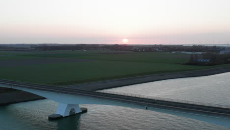 Aerial:-The-famous-Zeelandbridge-during-sunset